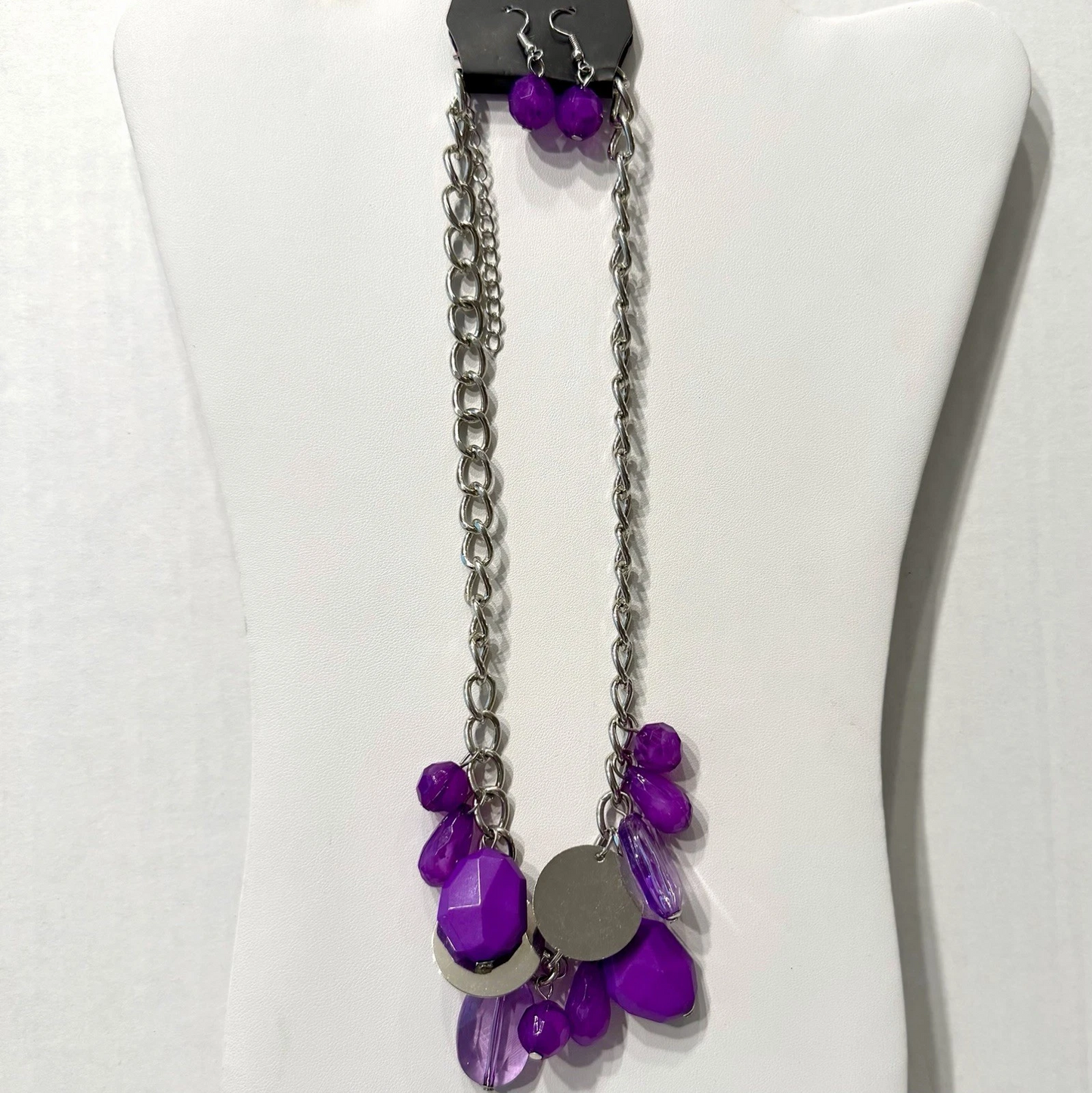 Purple Beaded Mixed Custom Jewelry Lot Necklace 2 Bracelets 2 Earrings NEW