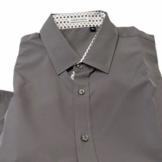 Alex Vando Charcoal Size Medium Mens Dress Shirt Regular Fit Long Sleeve New