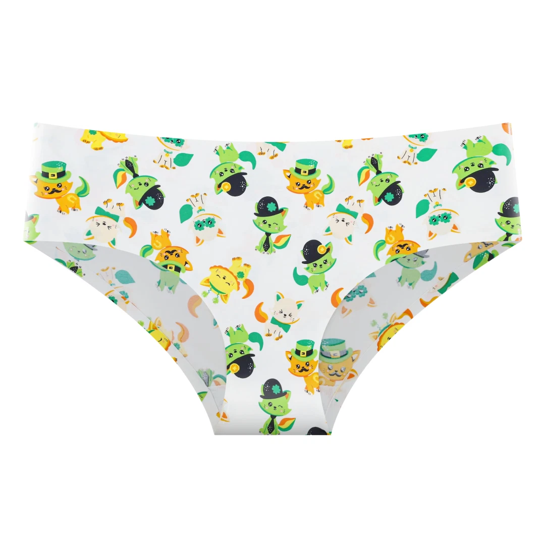 Splendies No Show Bikini Panties ST. CATRICK'S DAY Laser Cut St. Patrick NWT