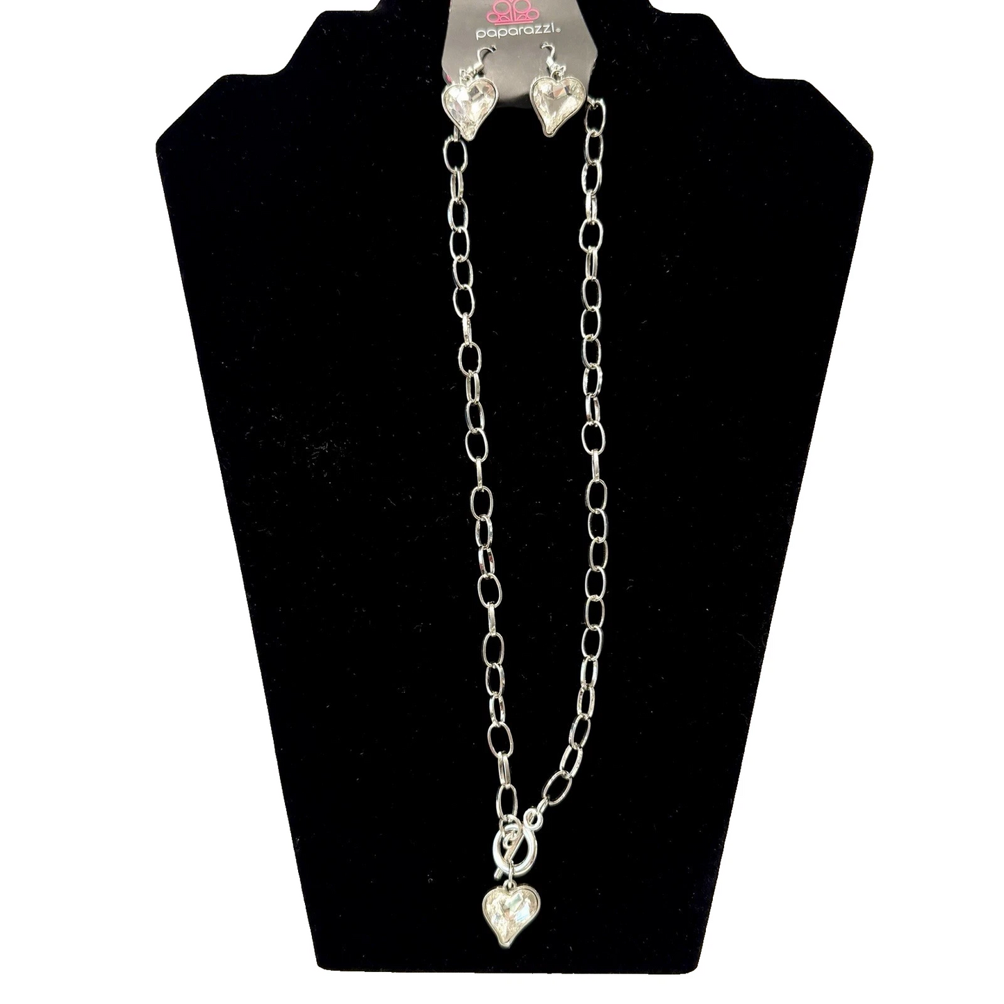 Rhinestone & Silver Gunmetal Lot of Necklace & 2 Pair of Earrings NEW