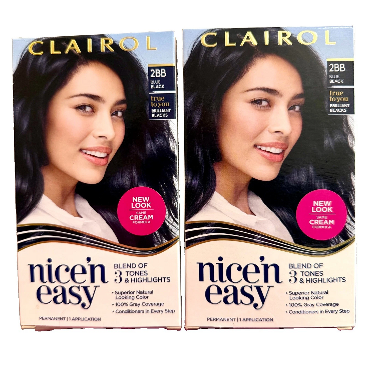 2pc Clairol Nice 'N Easy Permanent 2BB Blue Black Hair Color New Sealed Boxes