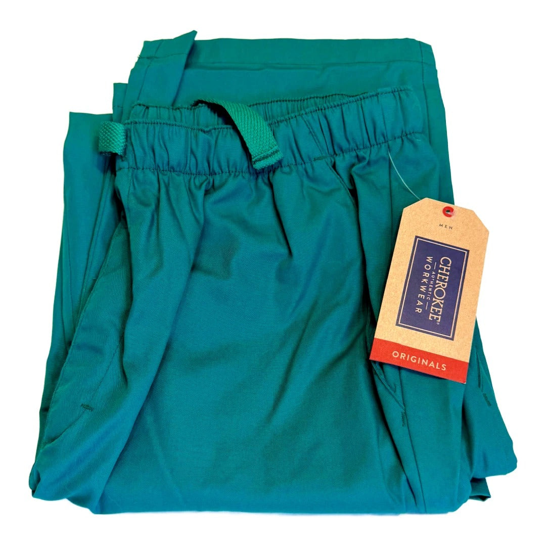 Cherokee Mens Scrub Size Large Pants Workwear 7 Pocket Cargo Hunter Green 4000
