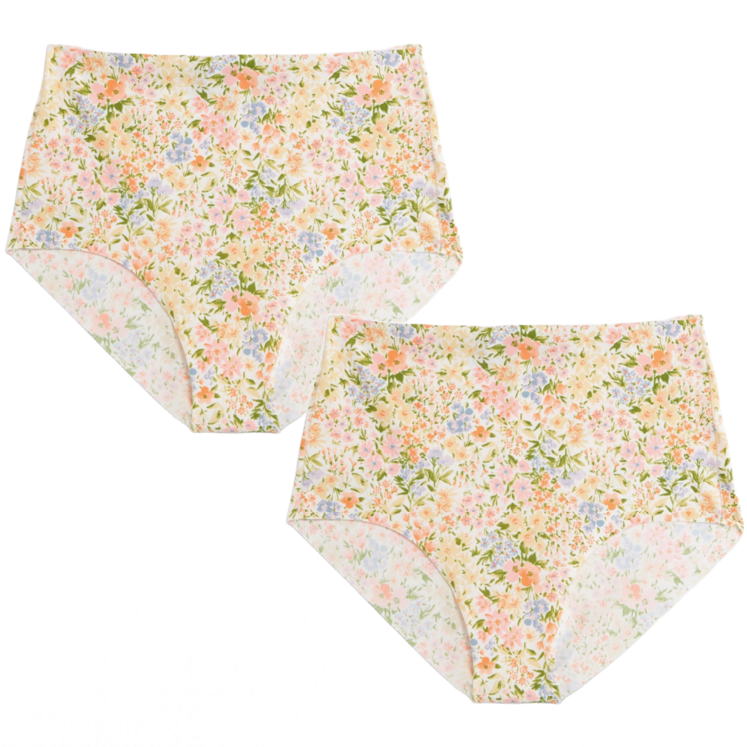 High-Waisted No-Show Brief Panties Size Small Pairs Ditsy Floral Underwear NWT