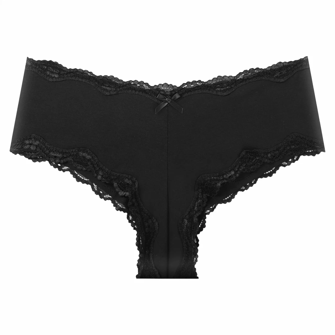 Splendies Millie Cotton Cheeky Panties Size 4X Black Lace NWT