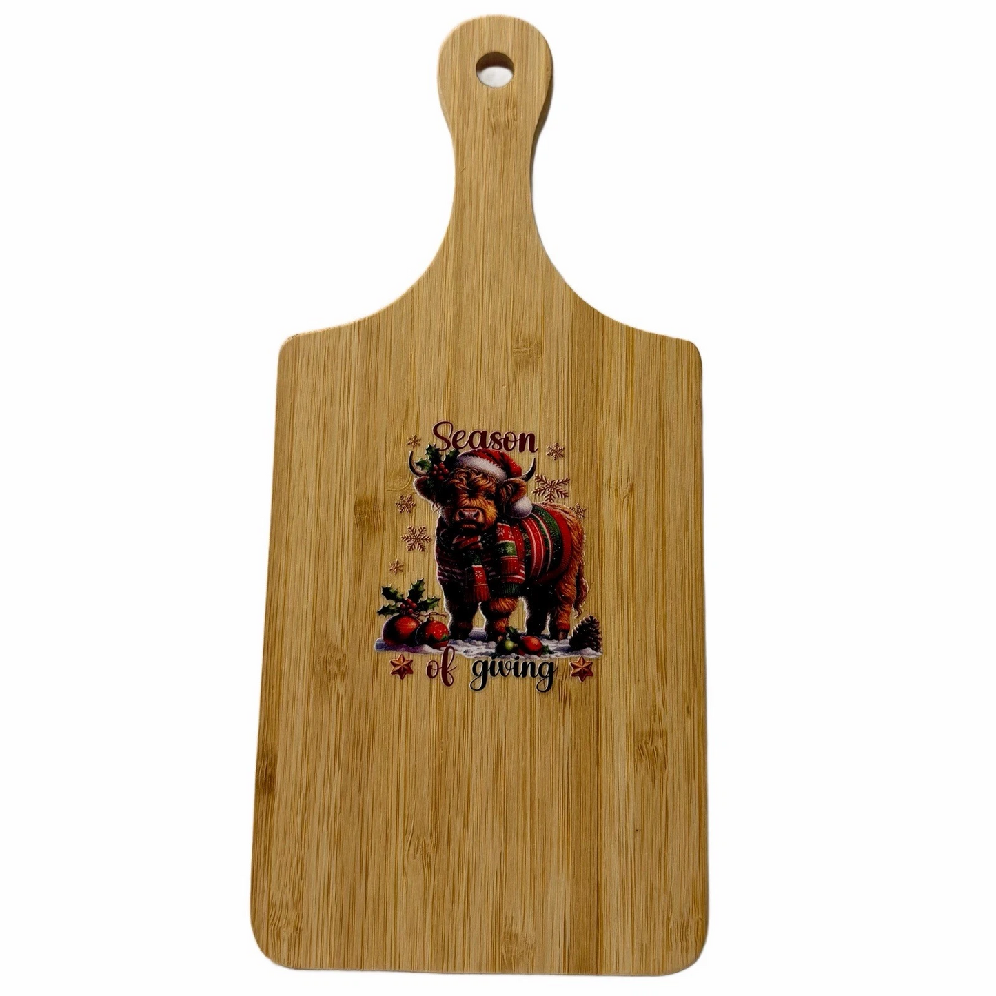Highland Cow Decorative Cutting Board Homemade Christmas Winter 11" Decoration