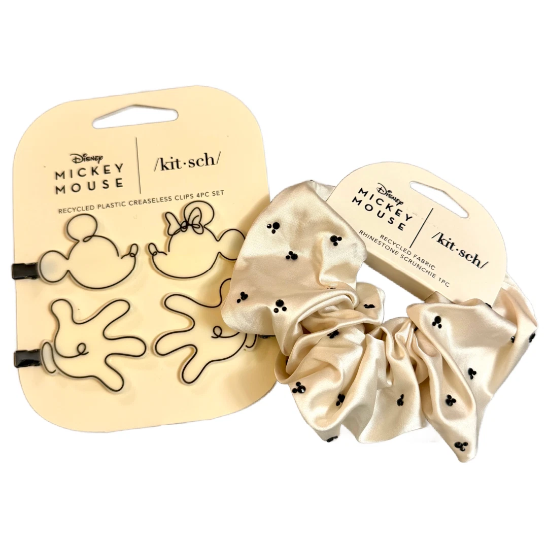 Kit•sch x Disney Mickey Minnie Creaseless Clips 4pc Set & Rhinestone Scrunchie