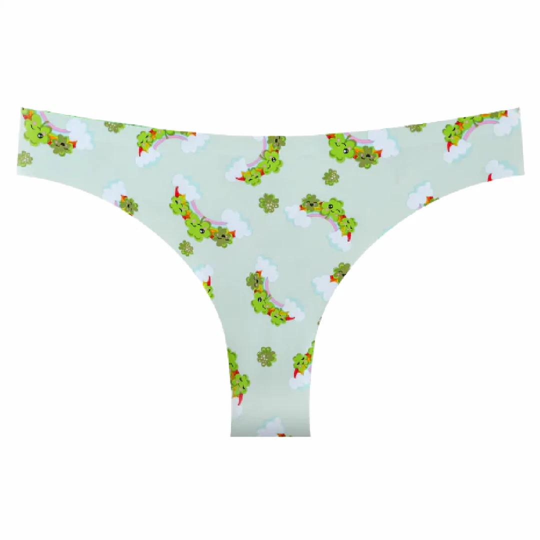 Splendies No-Show St Patrick’s Day LUCKY CLOVER THONG Panties Laser Cut NWT