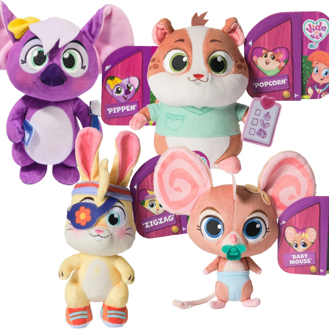 Vida The Vet Plush Dolls Stuffed Animals NWT 4pc Lot Pippon, Baby Mouse, Zig Zag