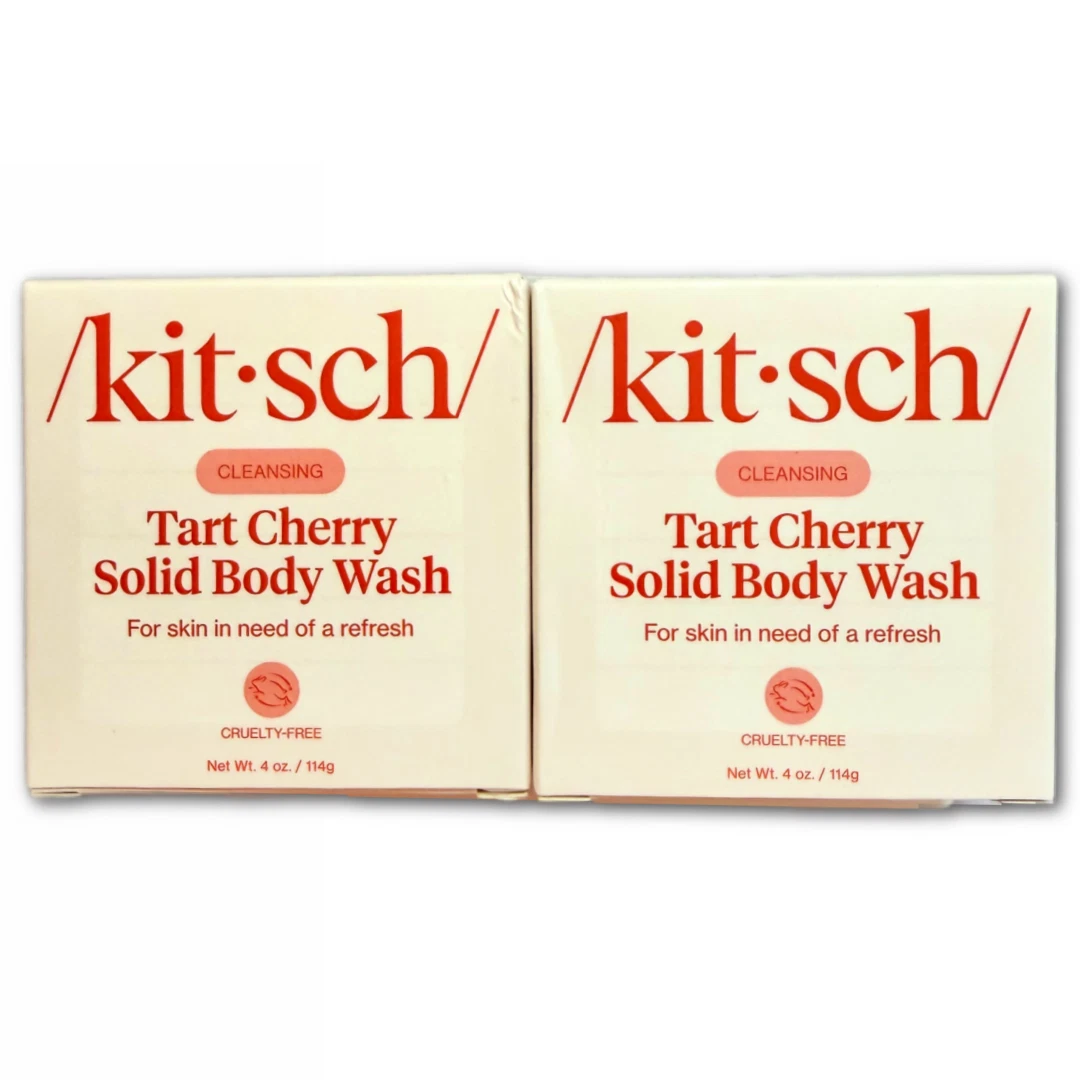 Kit•sch Cleansing Tart Cherry Solid Body Wash Bar Lot of 2 BNIB Kitsch Soap