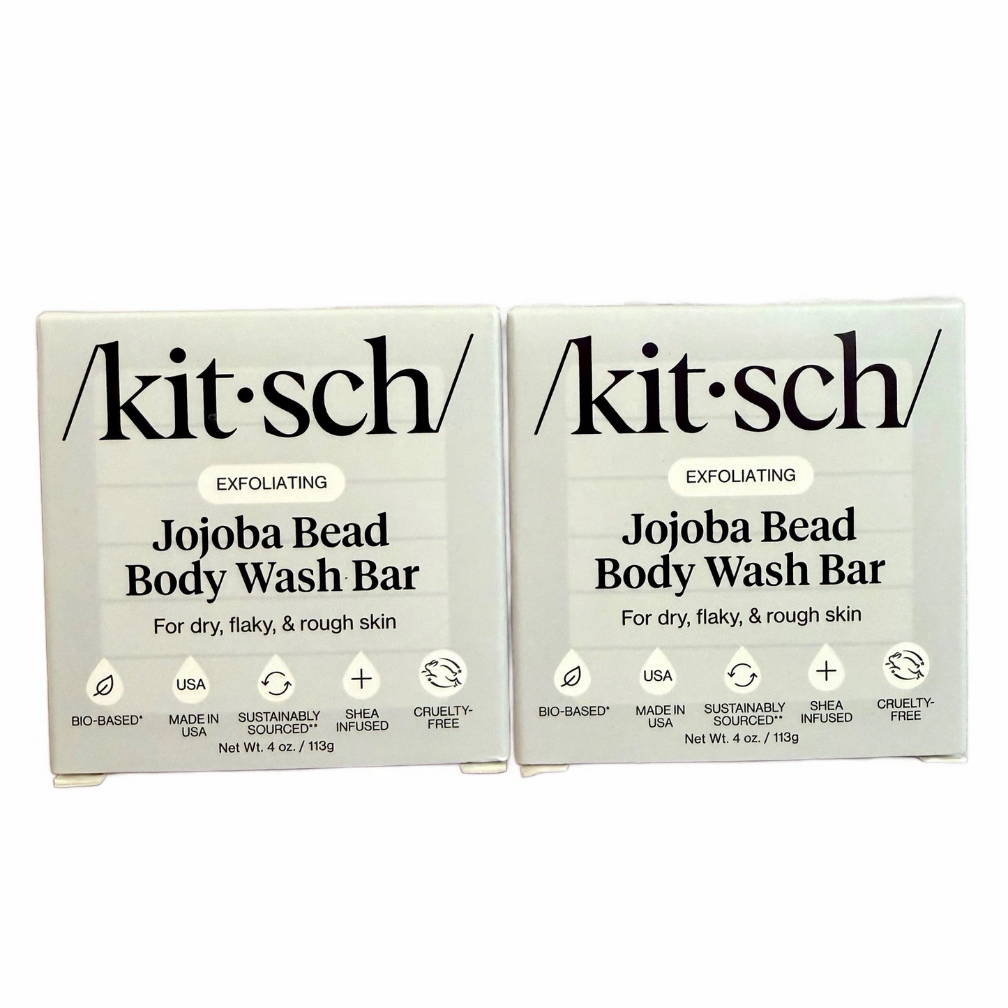 Kit•sch Jojoba Bead Exfoliating Body Wash Bar Lot of 2 BNIB Kitsch Soap