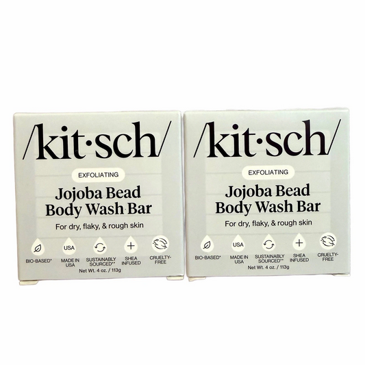 Kit•sch Jojoba Bead Exfoliating Body Wash Bar Lot of 2 BNIB Kitsch Soap