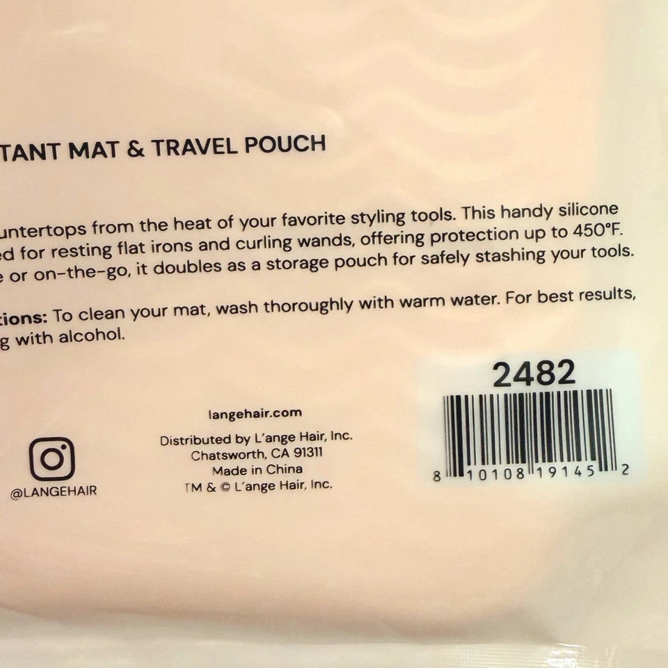 L'ange Heat Resistant Mat Travel Pouch Sleeve Blush for Curling Iron New