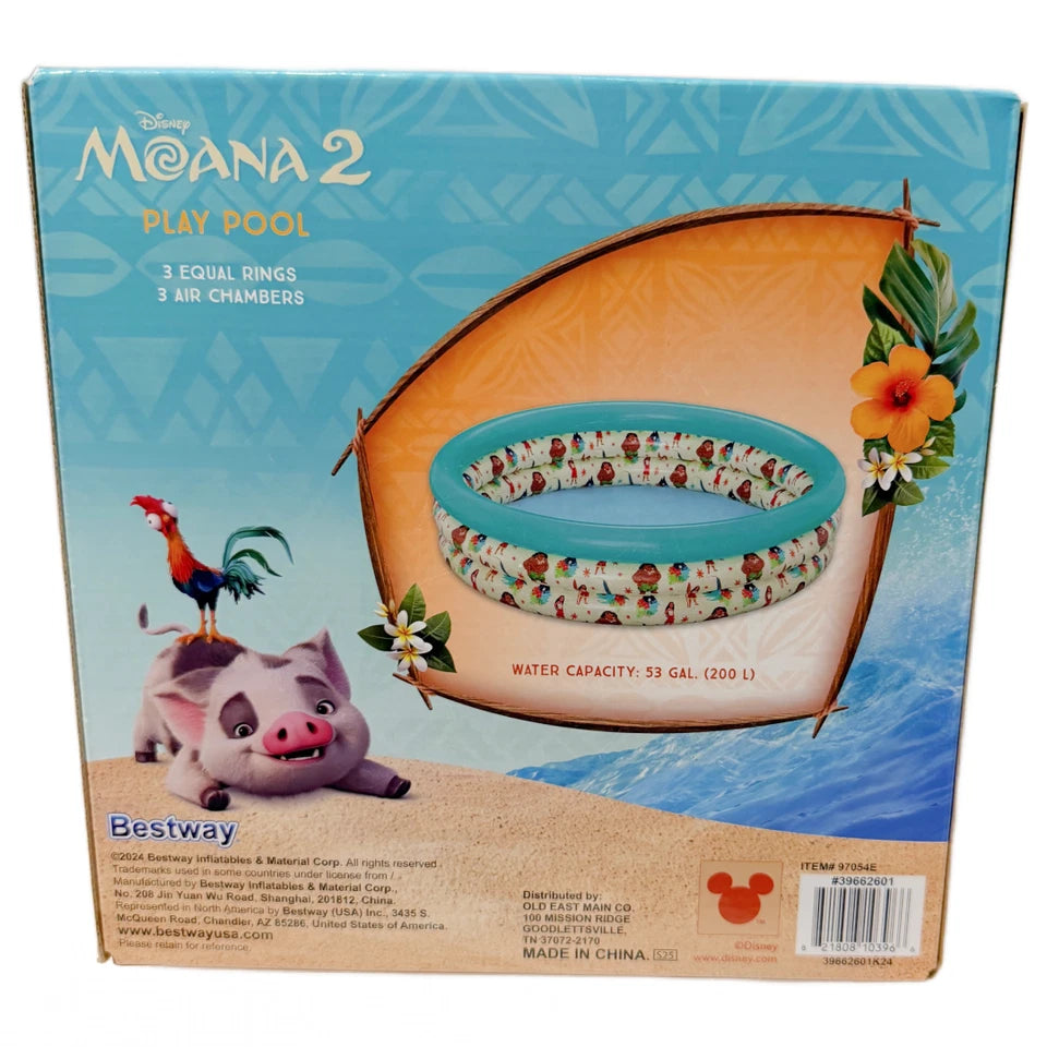 Moana Kiddie Pool 40 Inch Inflatable 3 Ring & Goggles Water Play Outdoor Summer