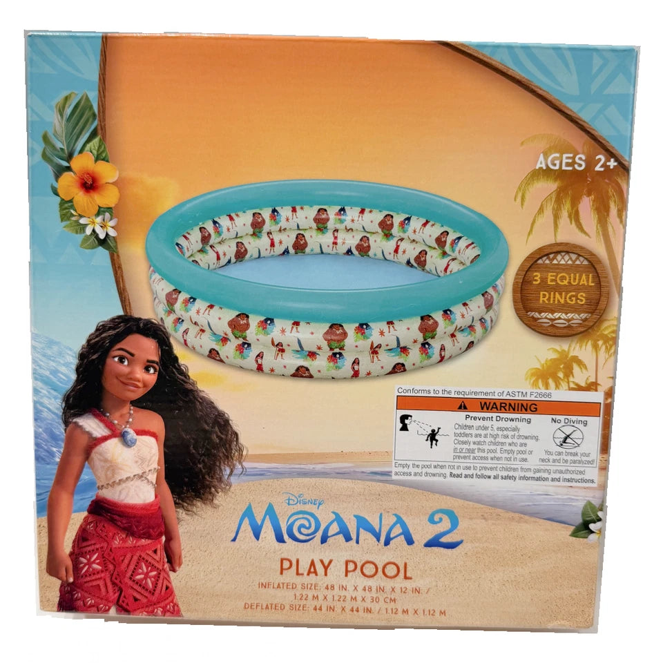 Moana Kiddie Pool 40 Inch Inflatable 3 Ring & Goggles Water Play Outdoor Summer