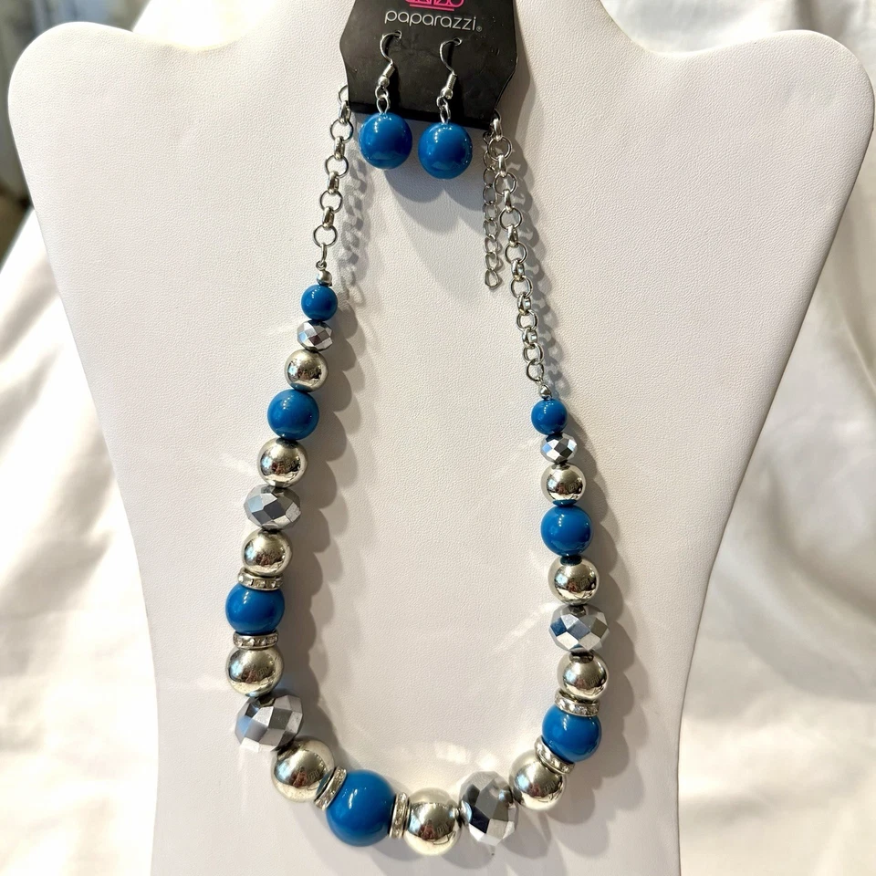 Blue Mixed Custom Jewelry Lot Necklace, Bracelet & 2 Pair of Earrings NEW