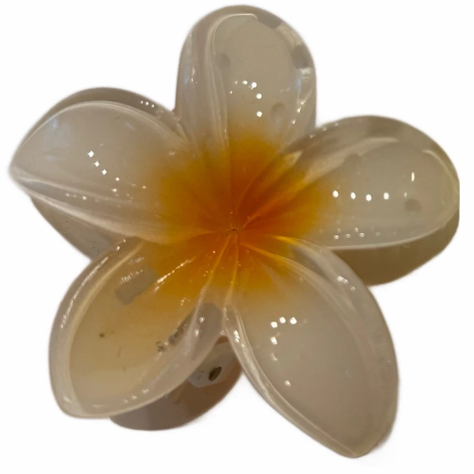 3 Pack 3.2" Shark Hair Claw Clips Boho Flowers In Green, Yellow, Cream New Lot