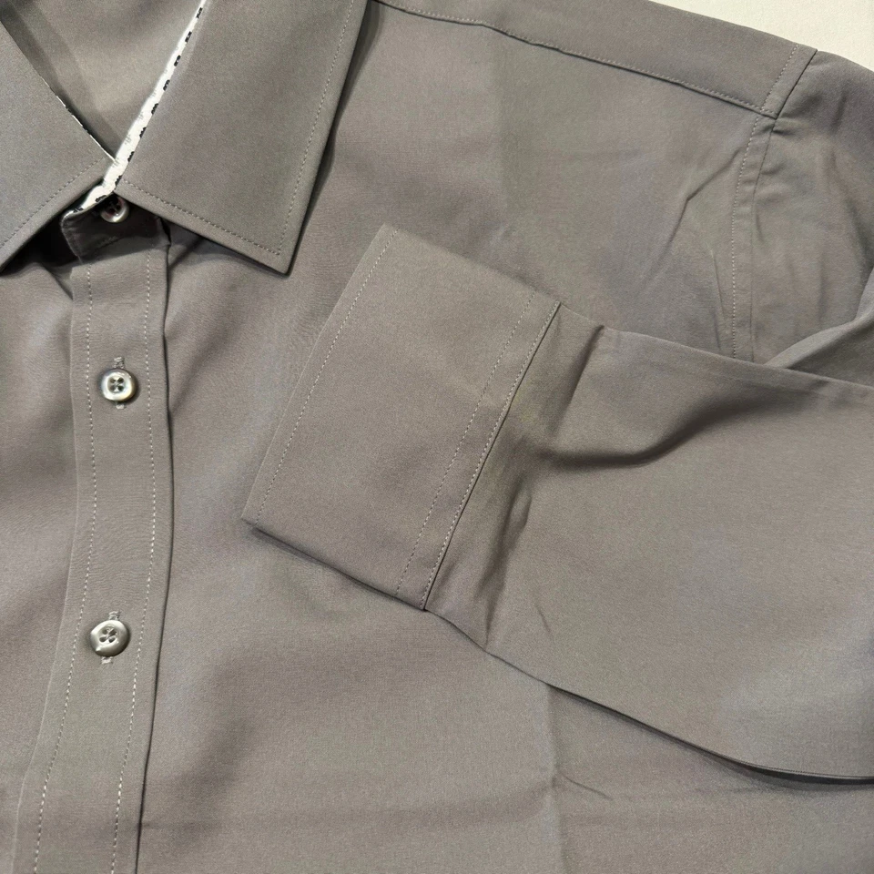 Alex Vando Charcoal Size Medium Mens Dress Shirt Regular Fit Long Sleeve New