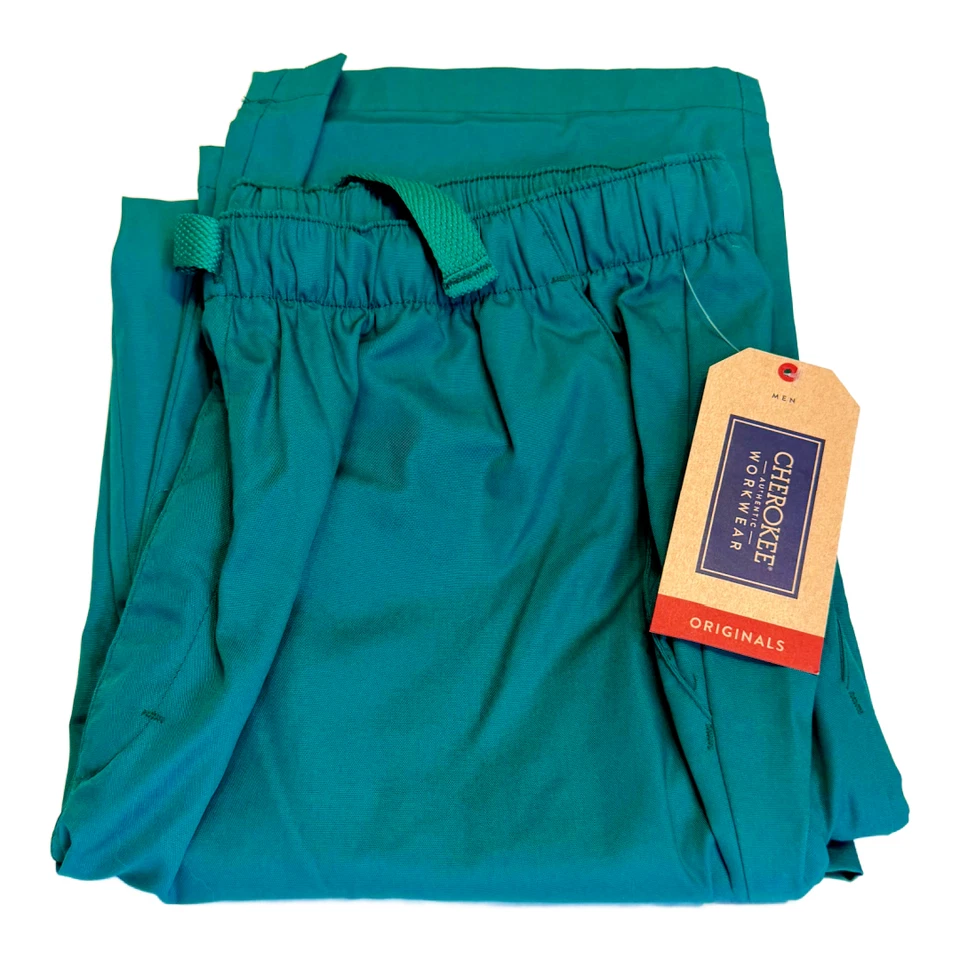 Cherokee Mens Scrub Size Medium Pants Workwear 7 Pocket Cargo Hunter Green 4000