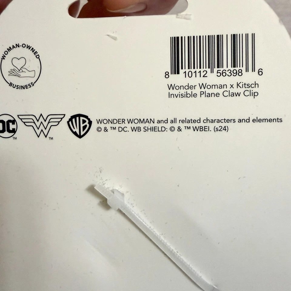 Kitsch x Wonder Woman DC Comics Shark Claw Hair Clips New Clear w/ W Emblem