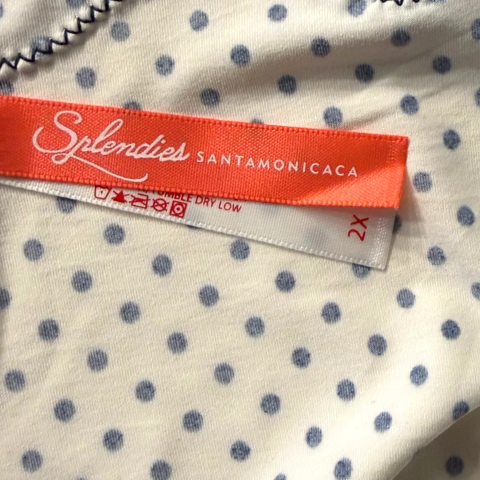 Splendies Cheeky Panties Michelle White w/ Blue Polka Dot & Lace NWT