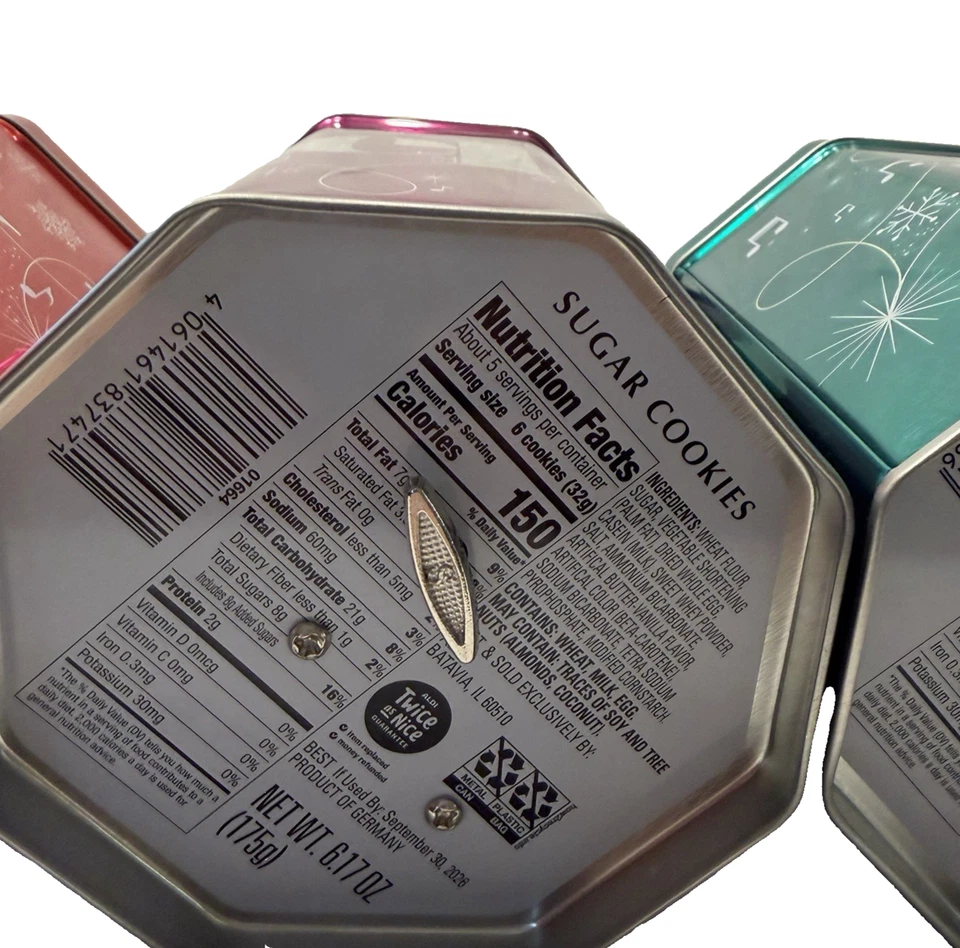 Empty Music Box Tin Christmas Sugar Cookie Snowflake Benton 5.75" Lot of 3