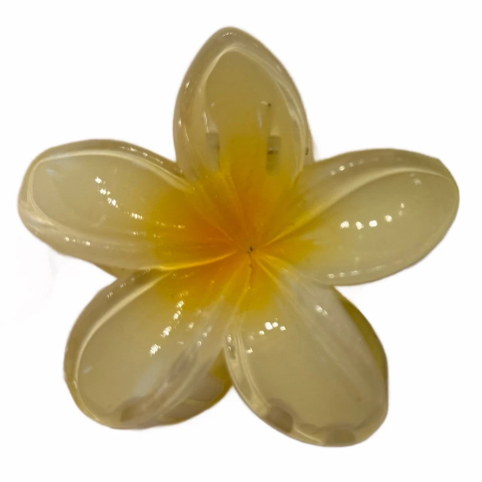 3 Pack 3.2" Shark Hair Claw Clips Boho Flowers In Green, Yellow, Cream New Lot