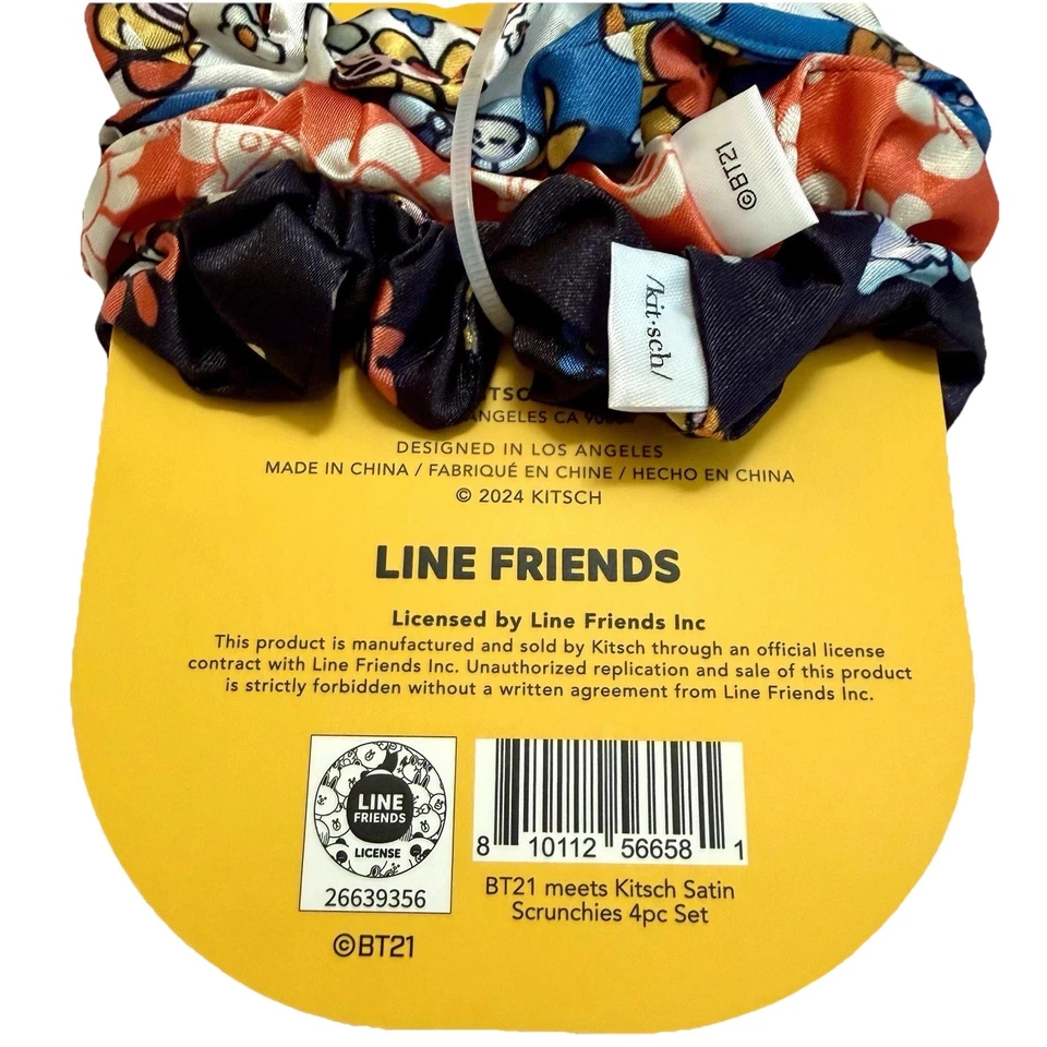 Kit•sch x BT21 Meets Kitsch Satin Sleep Scrunchies Limited Edition 4pc Set NEW