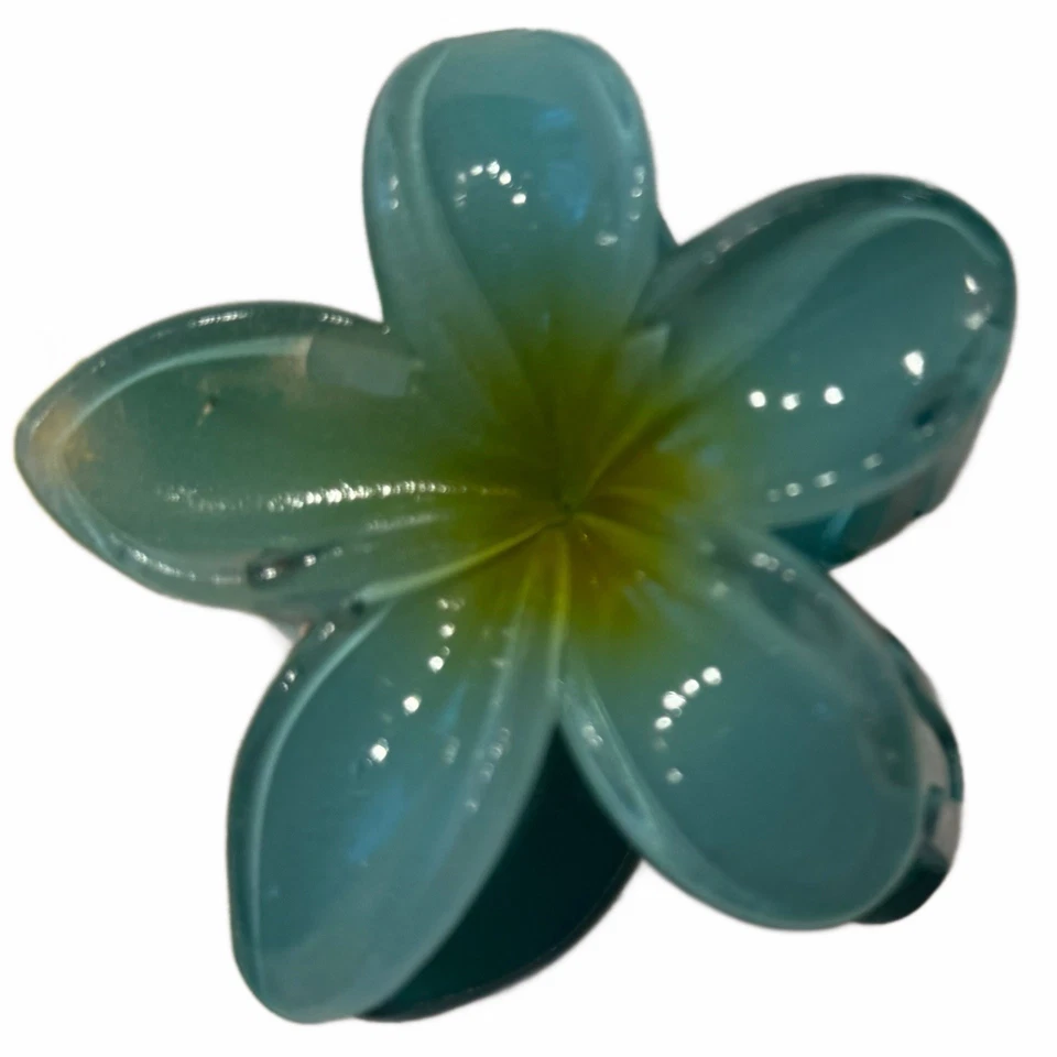 3 Pack 3.2" Shark Hair Claw Clips Boho Flowers In Green, Yellow, Cream New Lot