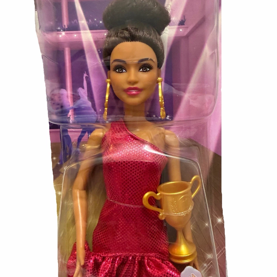 Mattel Barbie Ballroom Dancer Fashion Doll Trophy Earrings Gold Heals Brown Bun