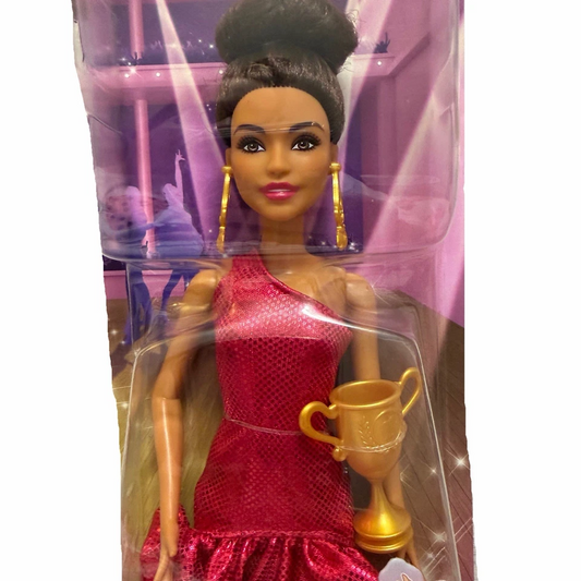 Mattel Barbie Ballroom Dancer Fashion Doll Trophy Earrings Gold Heals Brown Bun