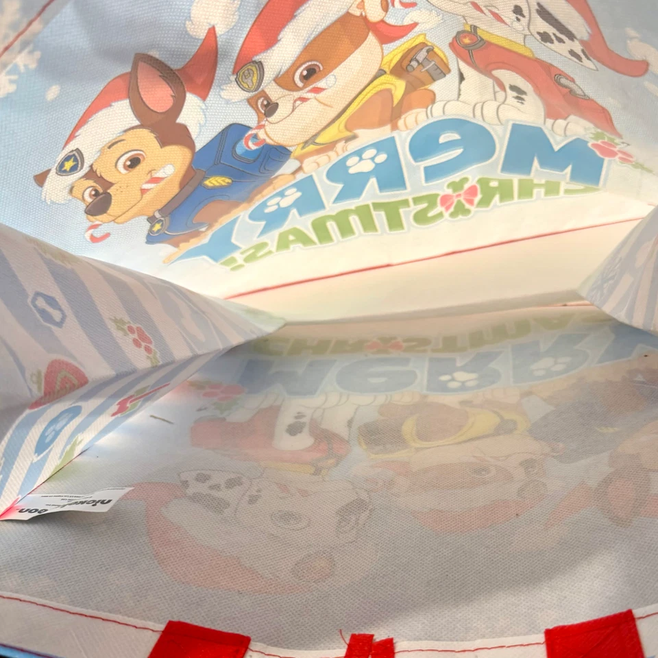 Nickelodeon Paw Patrol Reusable Tote Gift Bag 13" X 15" X 7" Merry Christmas