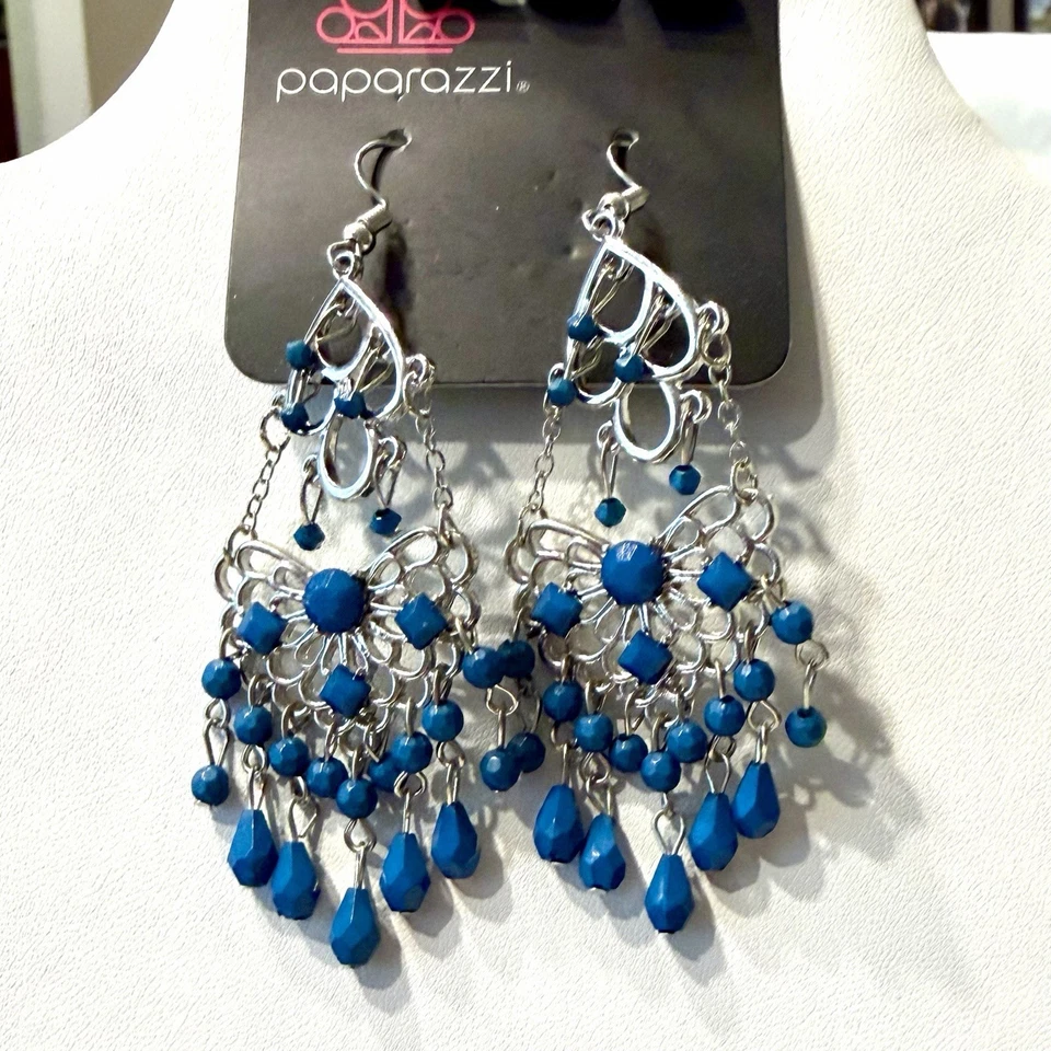 Blue Mixed Custom Jewelry Lot Necklace, Bracelet & 2 Pair of Earrings NEW