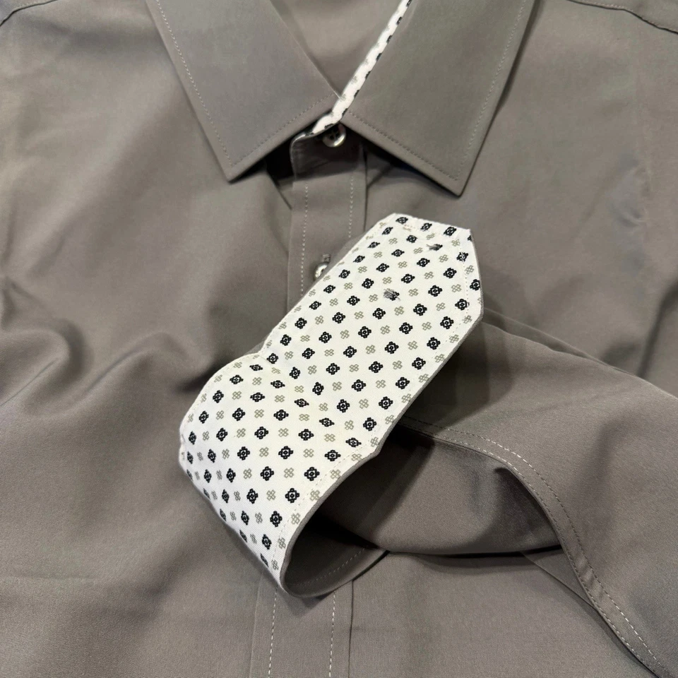 Alex Vando Charcoal Size Medium Mens Dress Shirt Regular Fit Long Sleeve New