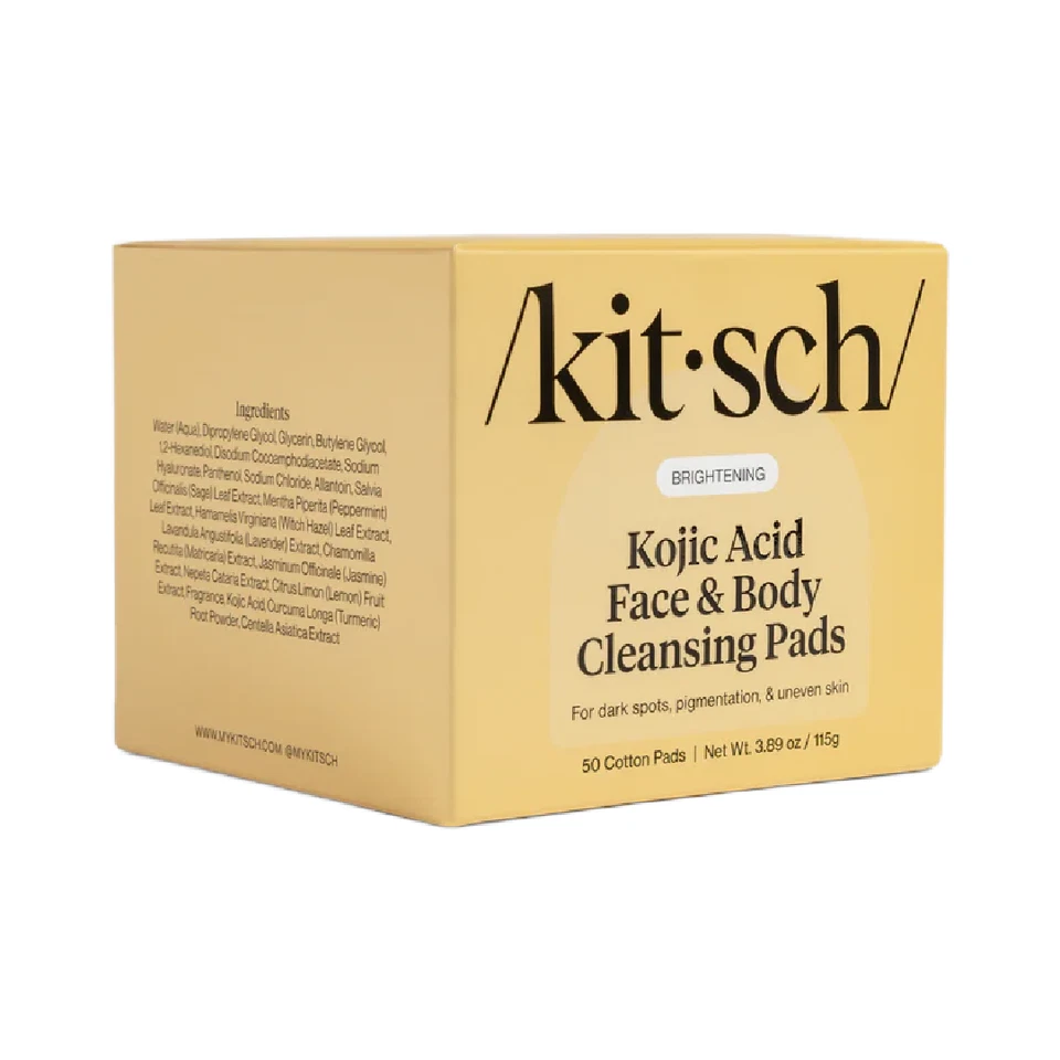 Kitsch Kojic Acid Face & Body 50 Cleansing Pads Brightening Dark Spots New