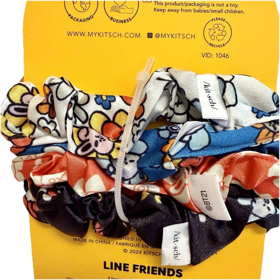 Kit•sch x BT21 Meets Kitsch Satin Sleep Scrunchies Limited Edition 4pc Set NEW