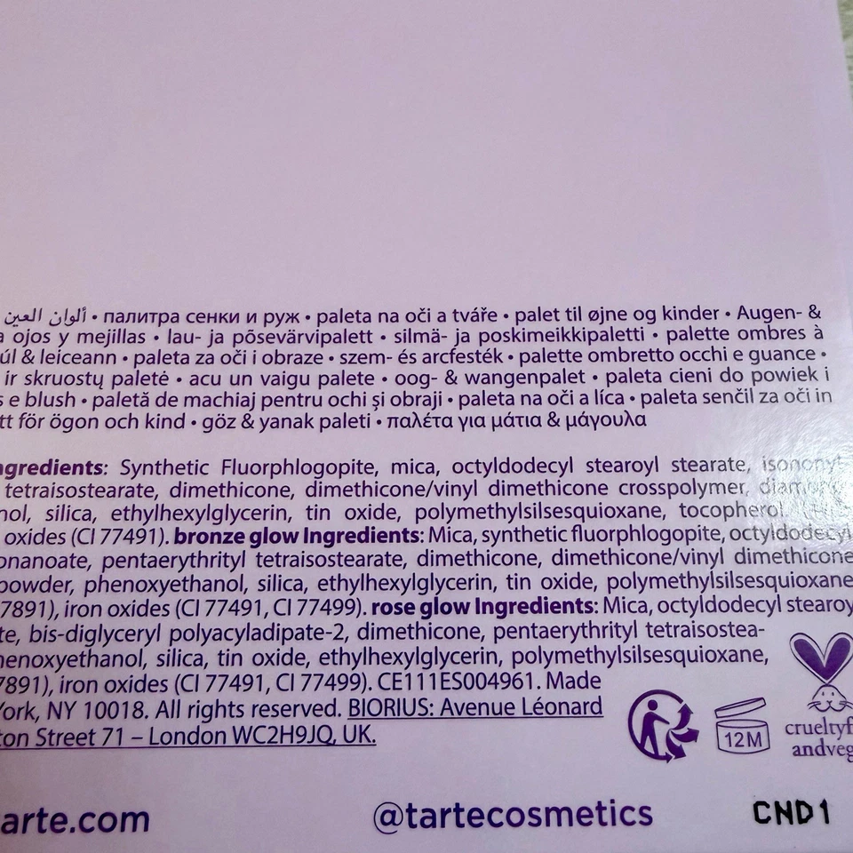 tarte Glow Wardrobe Eye & Cheek Palette Eyeshadow & Highlighter New Makeup NIB