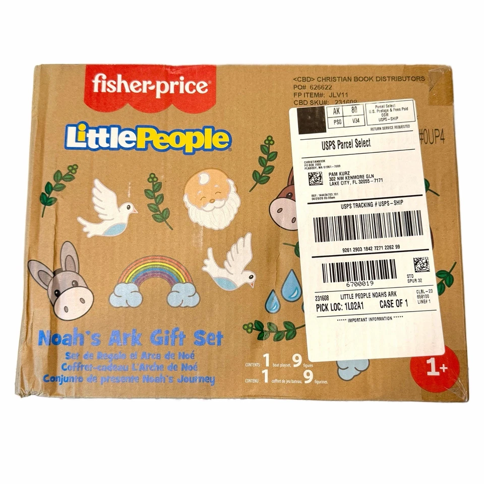 Fisher Price Little People NOAH’S ARK Playset w/ 9 Figures Animals NIB