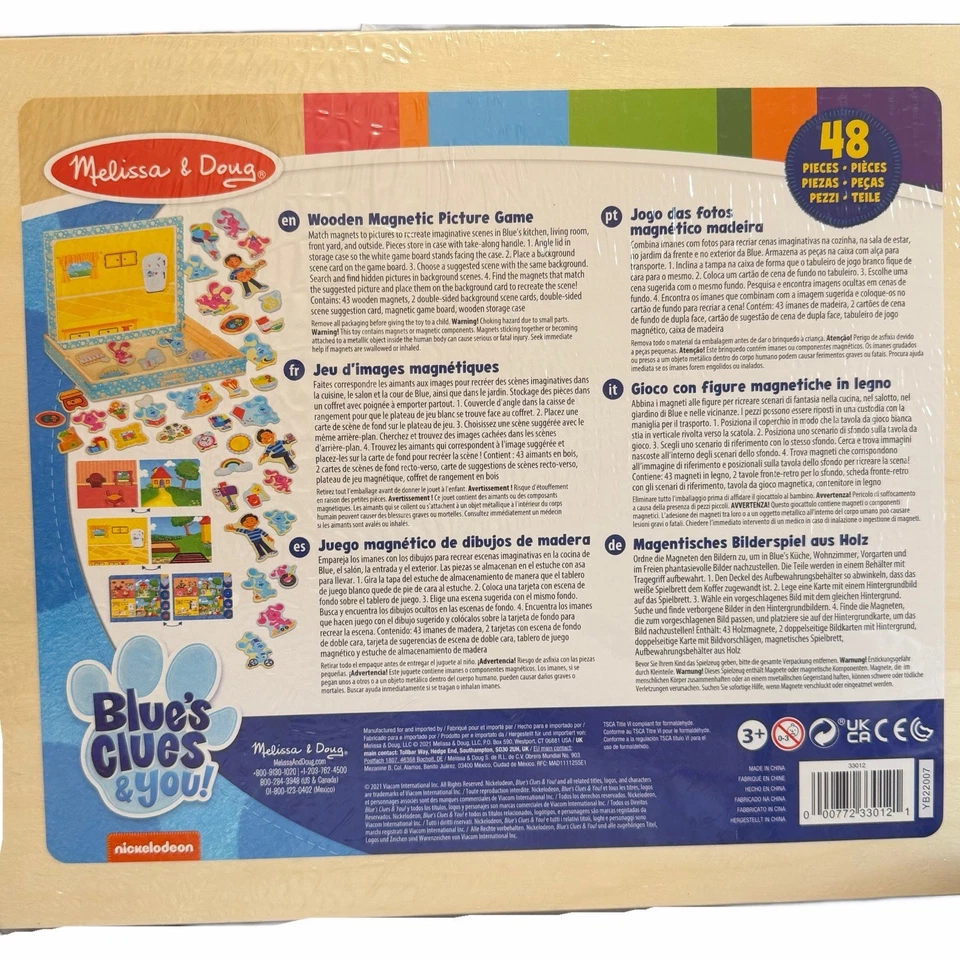 Melissa & Doug Blue's Clues You! Wooden Magnetic Picture Game 48 Pieces New