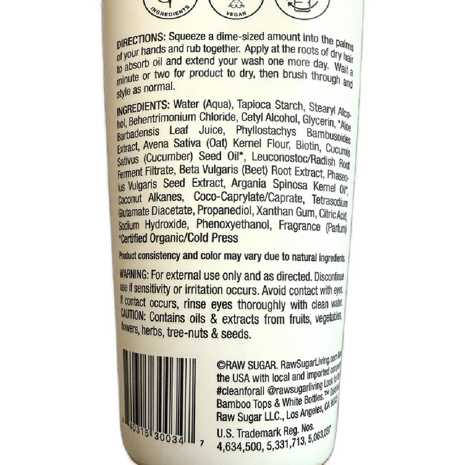 Raw Sugar Not So Dry Vegan Shampoo Aloe + Bamboo, 4 fl. oz. SEALED