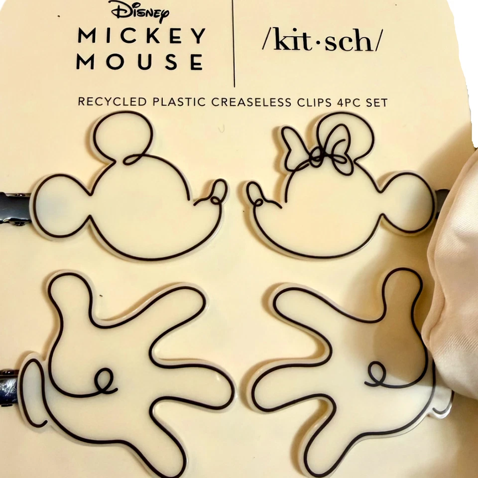Kit•sch x Disney Mickey Minnie Creaseless Clips 4pc Set & Rhinestone Scrunchie