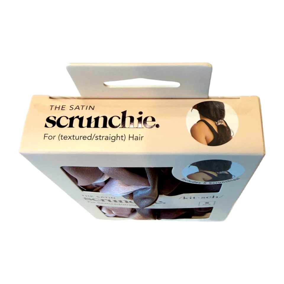 Kit•sch Cameo Satin Sleep Scrunchies 5pc Set Brown Neutral NIB