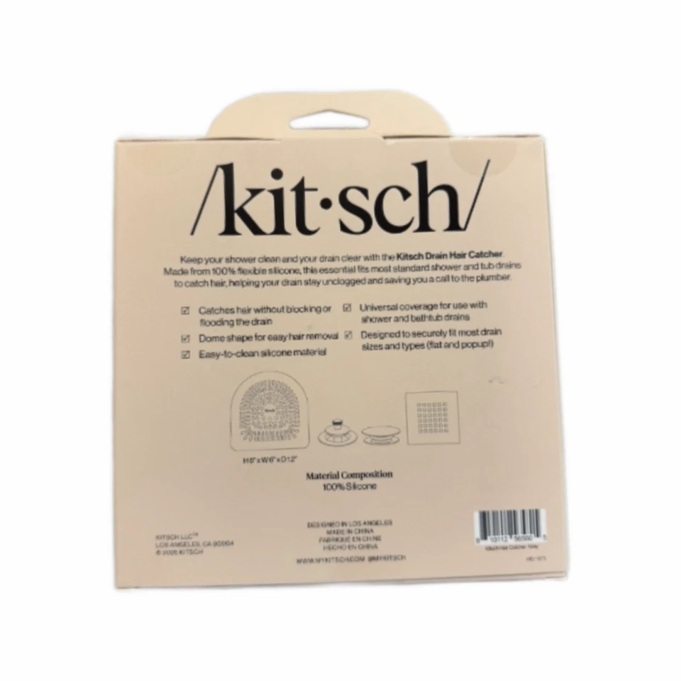 Kitsch Hair Catcher Shower Drain Prevents Clogs Silicone Fits Most Drains 6x6 In