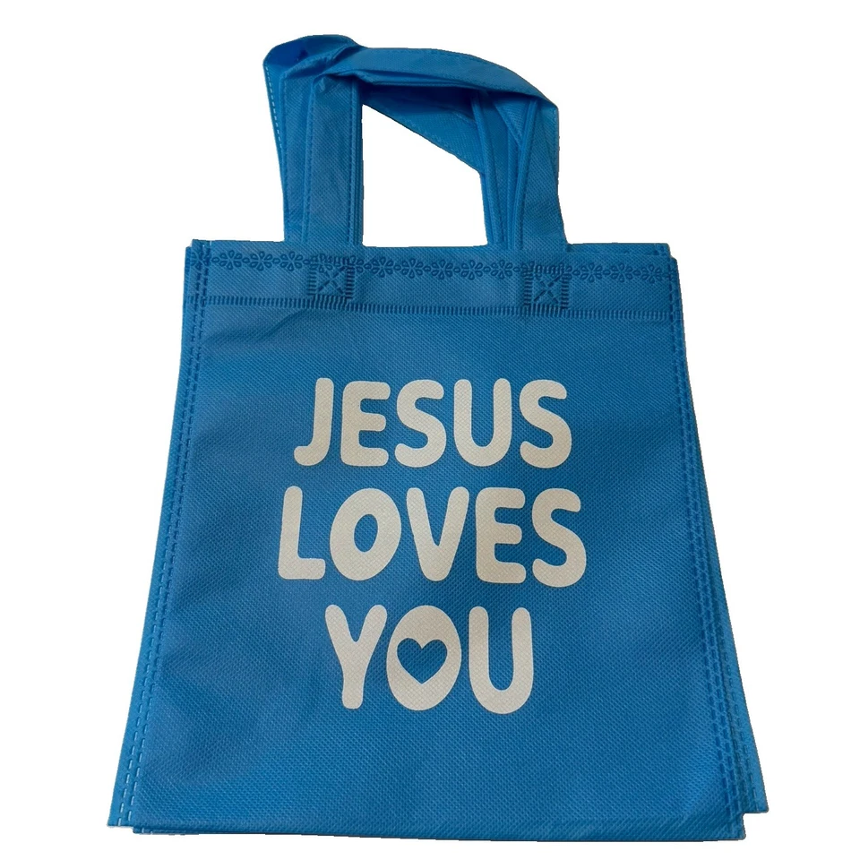 19 Pcs Lot of Jesus Loves You Gift Tote Bags Reusable Christian Religious NWOT