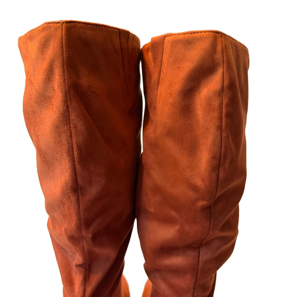 Women's Felicity Boots Size 11 Wide Mid-Calf Suede Copper 2" Heel NIB