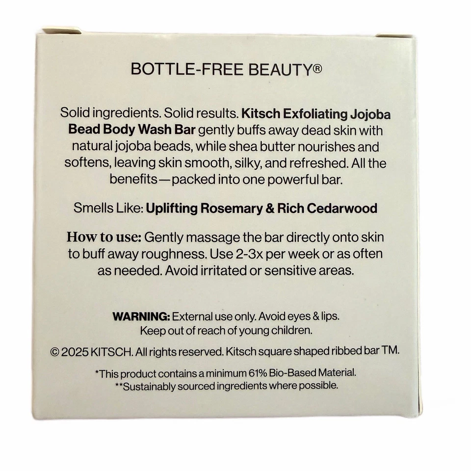 Kit•sch Jojoba Bead Exfoliating Body Wash Bar Lot of 2 BNIB Kitsch Soap