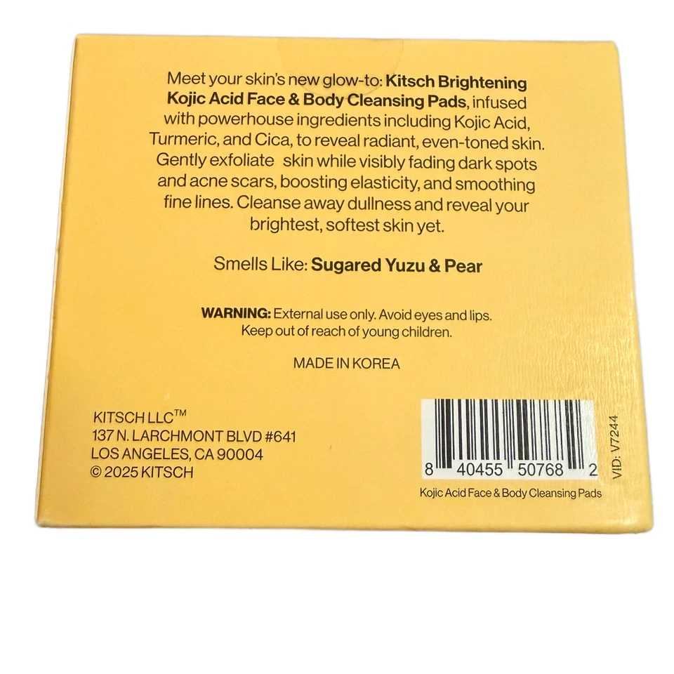 Kitsch Kojic Acid Face & Body 50 Cleansing Pads Brightening Dark Spots New