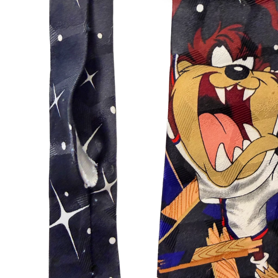 Looney Tunes Mania '96 VTG Mens Tie Lot 2x BASKETBALL Bugs Bunny Daffy Tasmanian