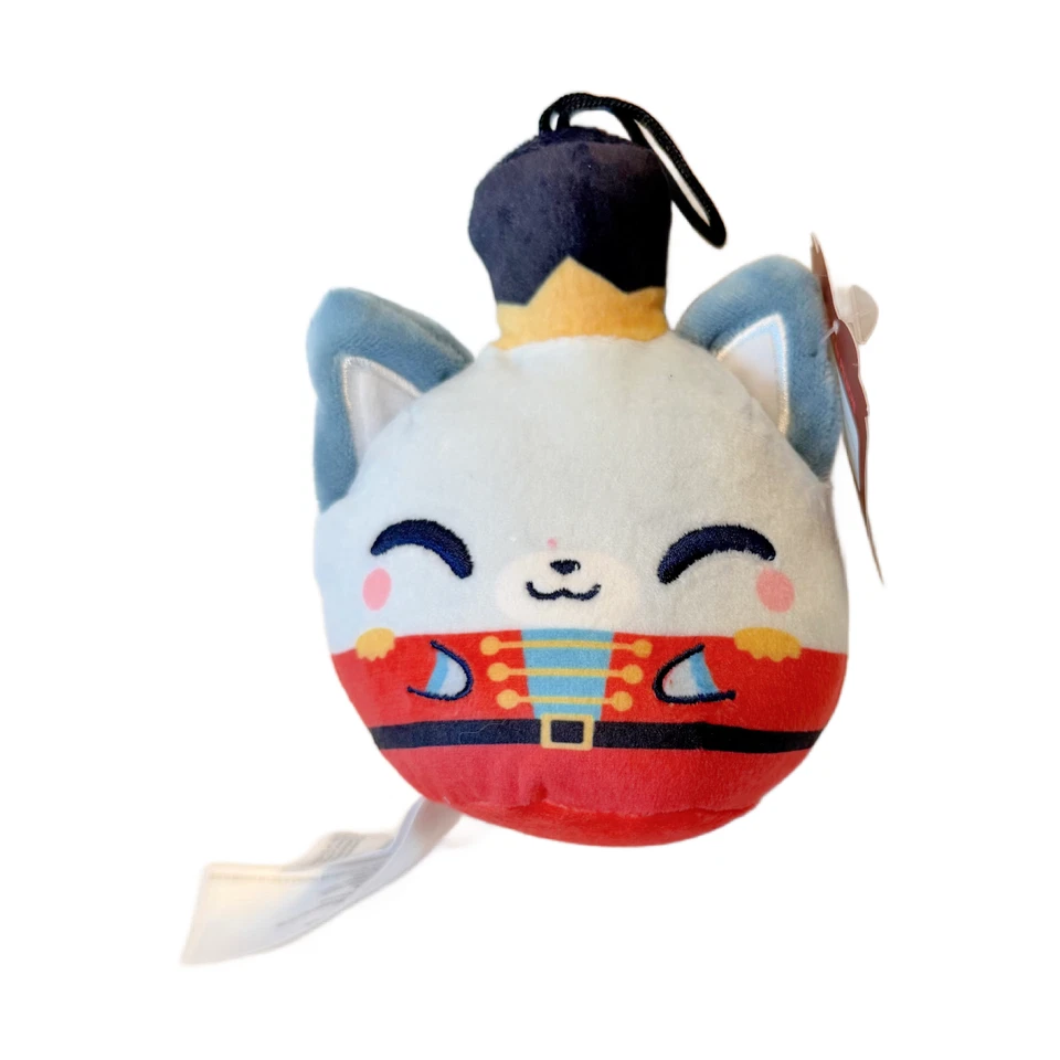 Lot of 3 Holiday Plush Ornaments 3" Kawaii Festive Stuffed Animal Cat/Fox NWT