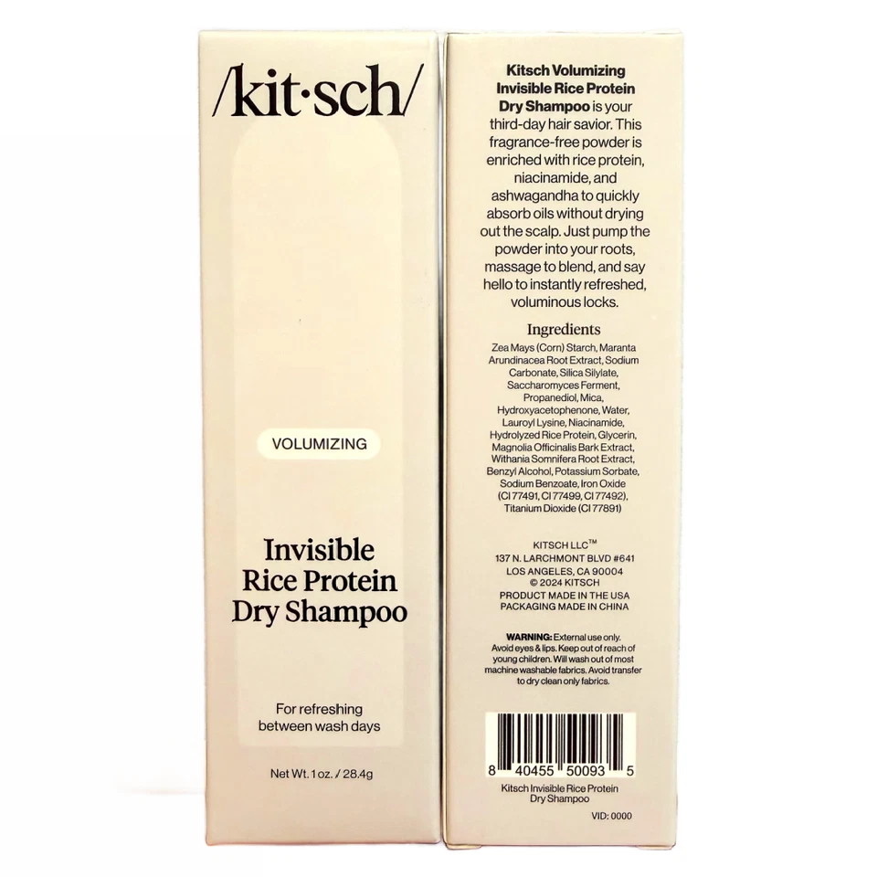 Lot of 2 Kitsch Volumizing Invisible Dry Shampoo Rice Protein 1oz New Kit•sch