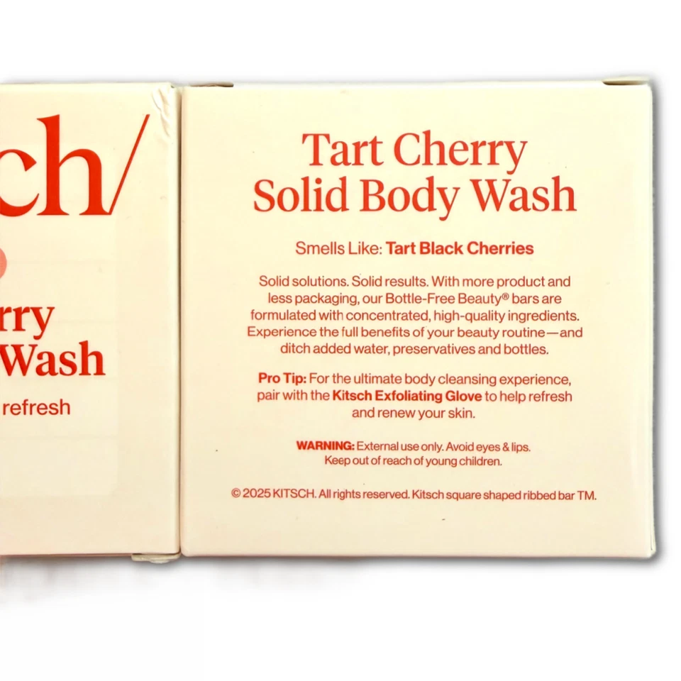 Kit•sch Cleansing Tart Cherry Solid Body Wash Bar Lot of 2 BNIB Kitsch Soap